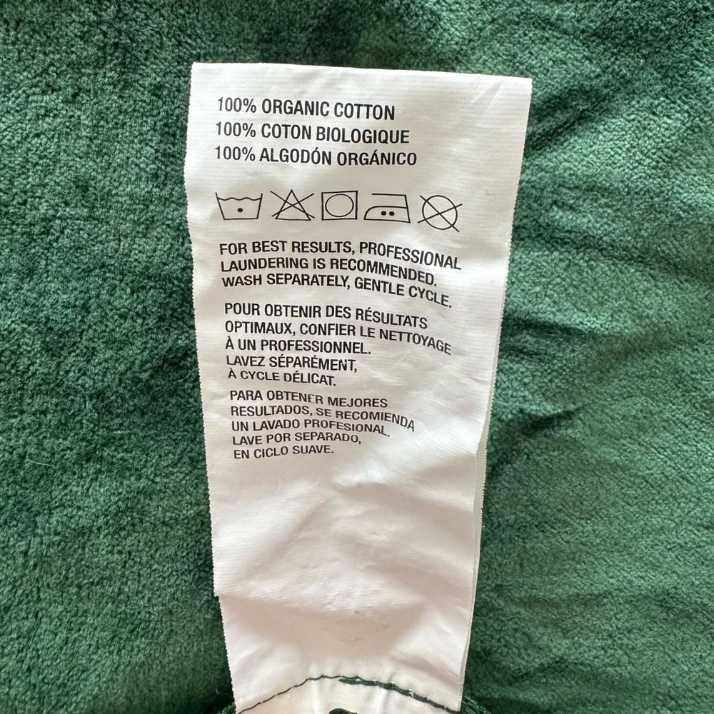 Crate & Barrel Green Organic Washed Cotton Velvet Throw Pillow Cover 20